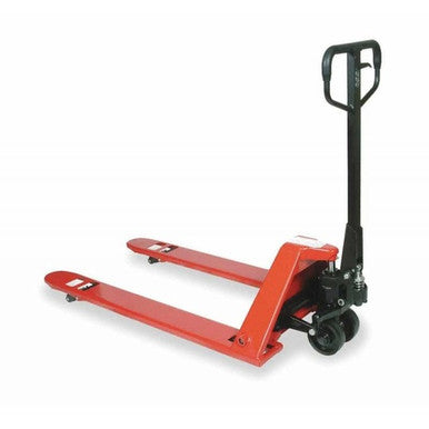 A 2000KG low-profile pallet jack (model ACLOW-685) featuring a 685mm wide fork design, ultra-low clearance entry, reinforced steel frame, hydraulic lifting system, and ergonomic handle, designed for handling low-profile pallets efficiently in warehouses, factories, and logistics environments.